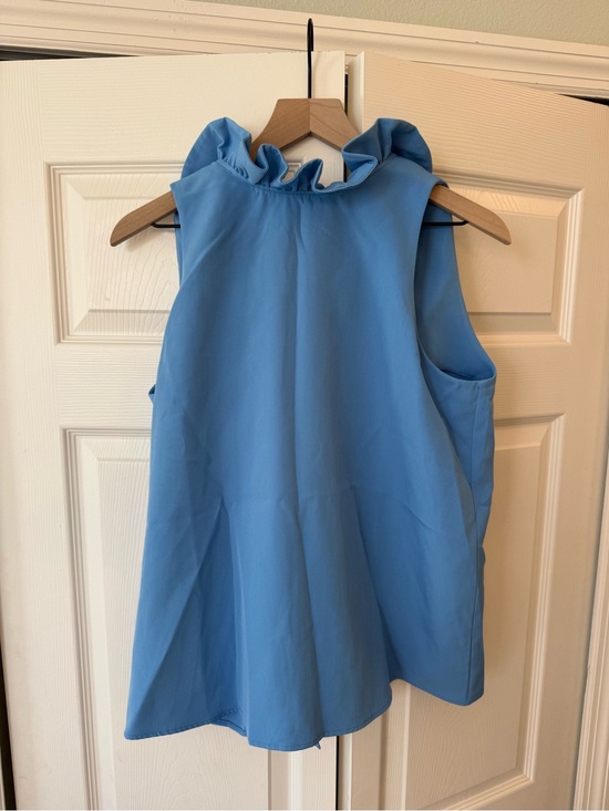 Tuckernuck Tops - Tuckernuck Mason top light blue sleeveless blouse ruffled collar size m nwot